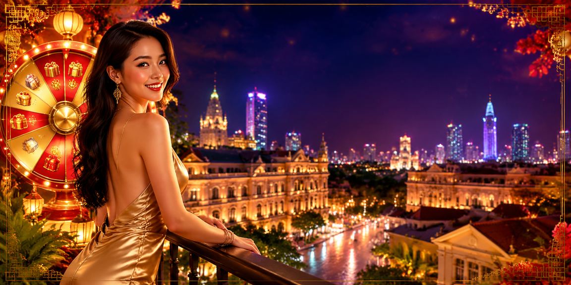 Không khí sôi động buổi tối tại TP. Hồ Chí Minh với ánh đèn neon và các trò chơi may mắn